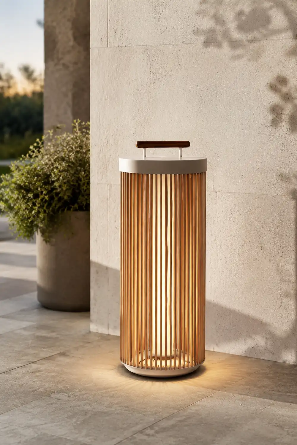 Ritta Außenstehleuchte Zeitgenössisch, Solar, Metall & Rattan, 35/60/100 CM - Lumpaz