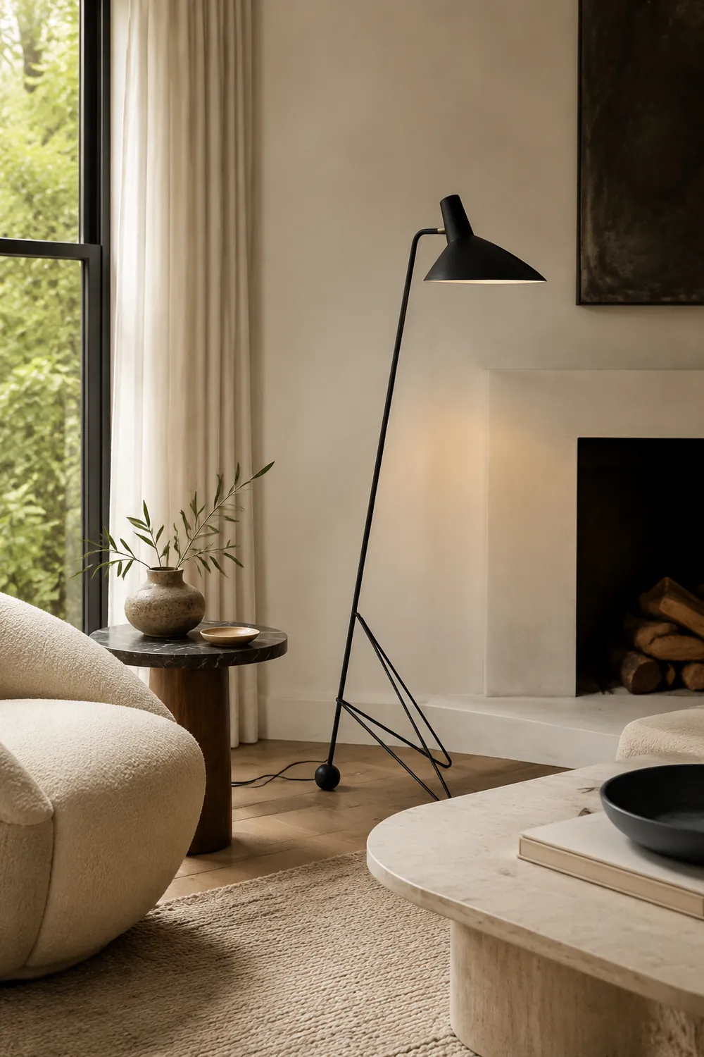 Salgado Geometrische Schwarze Stativ-Stehleuchte, 130CM Lang - Lumpaz