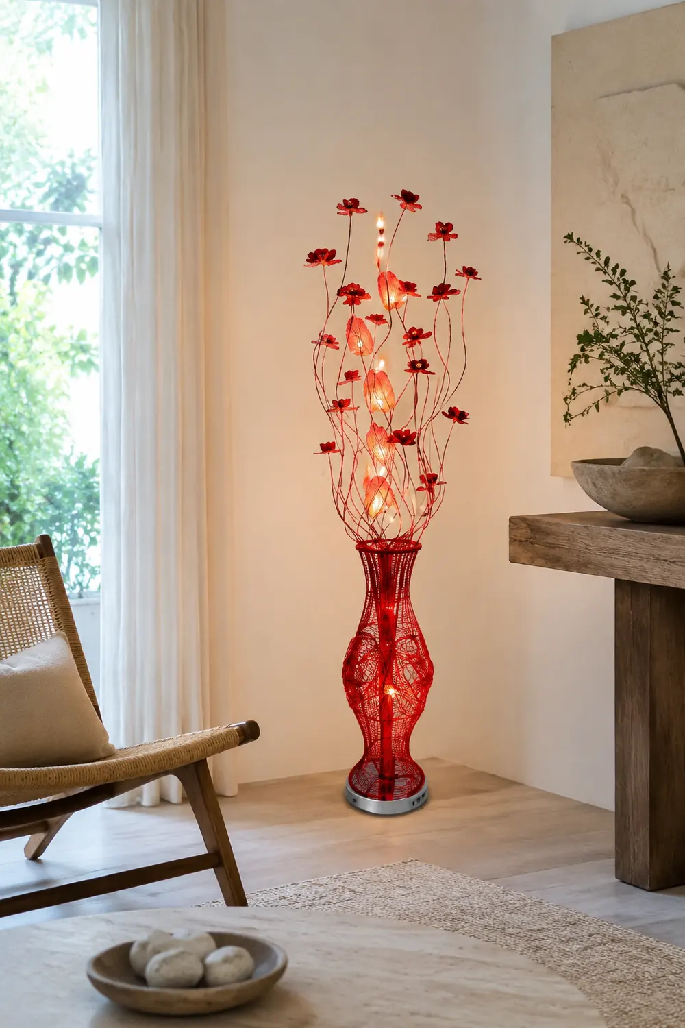 Bella Blumenvase Rote Stehlampe, 150CM Lang - Lumpaz