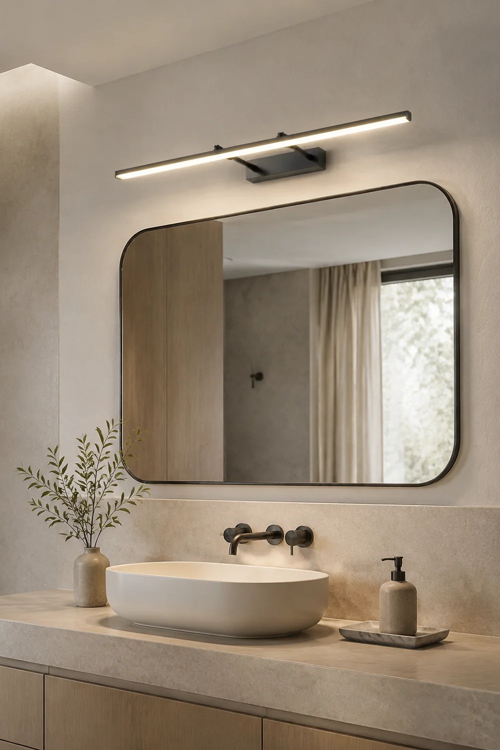 Edge Spiegelfront Waschtisch-Wandleuchte, 3 Farben, Metall, 41/50/60/70CM Lang - Lumpaz