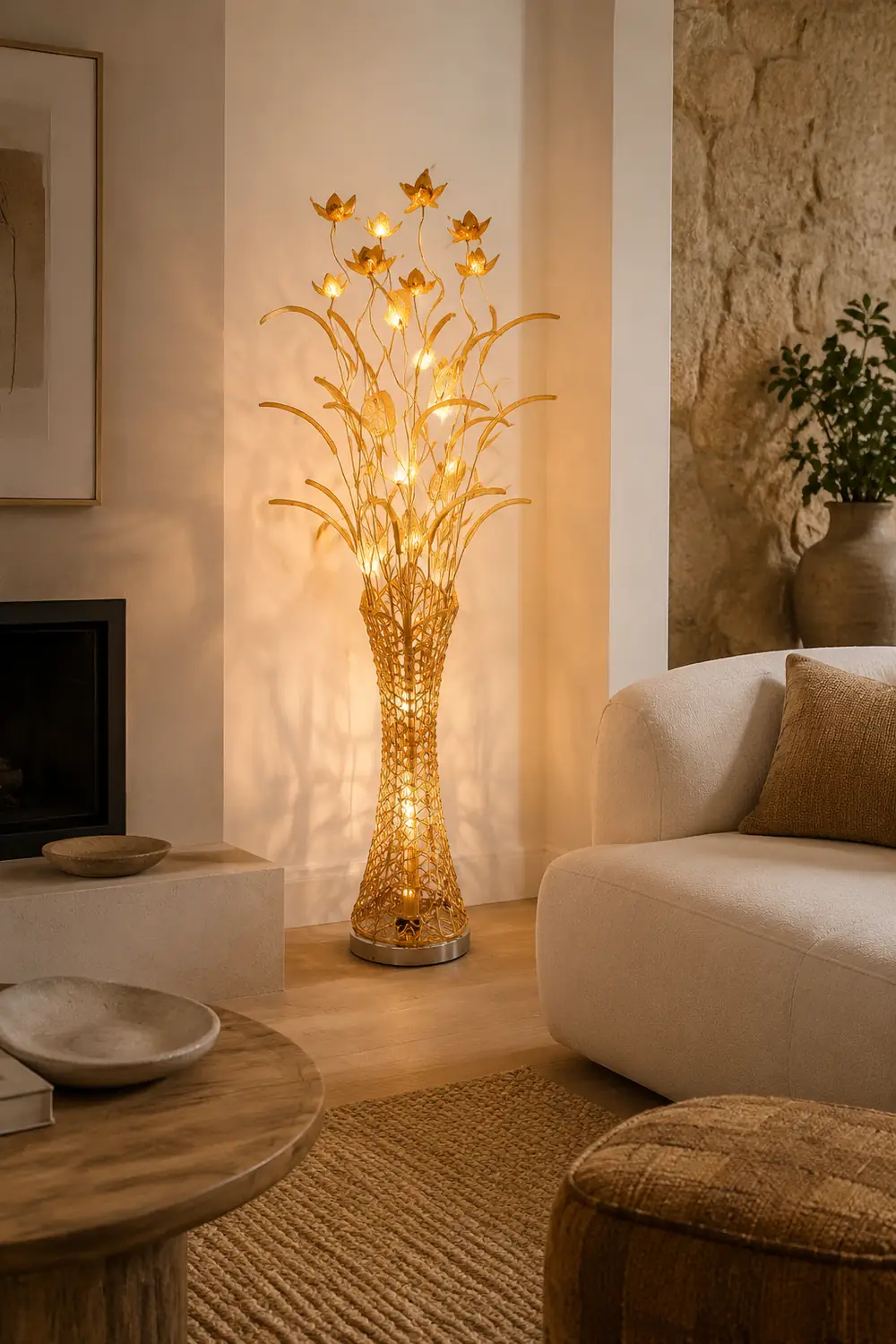 Bella Blumenvase Goldene Stehlampe, 150CM Lang - Lumpaz
