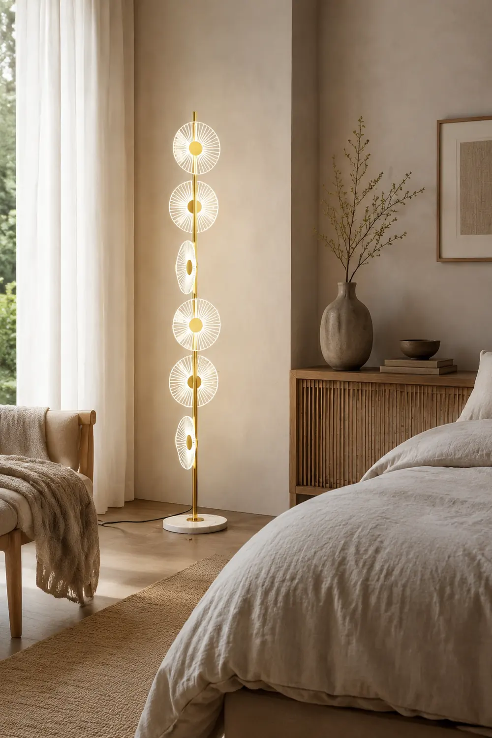Carins Stehlampe, 6-flammig, Marmor & Acryl, 150CM Lang - Lumpaz