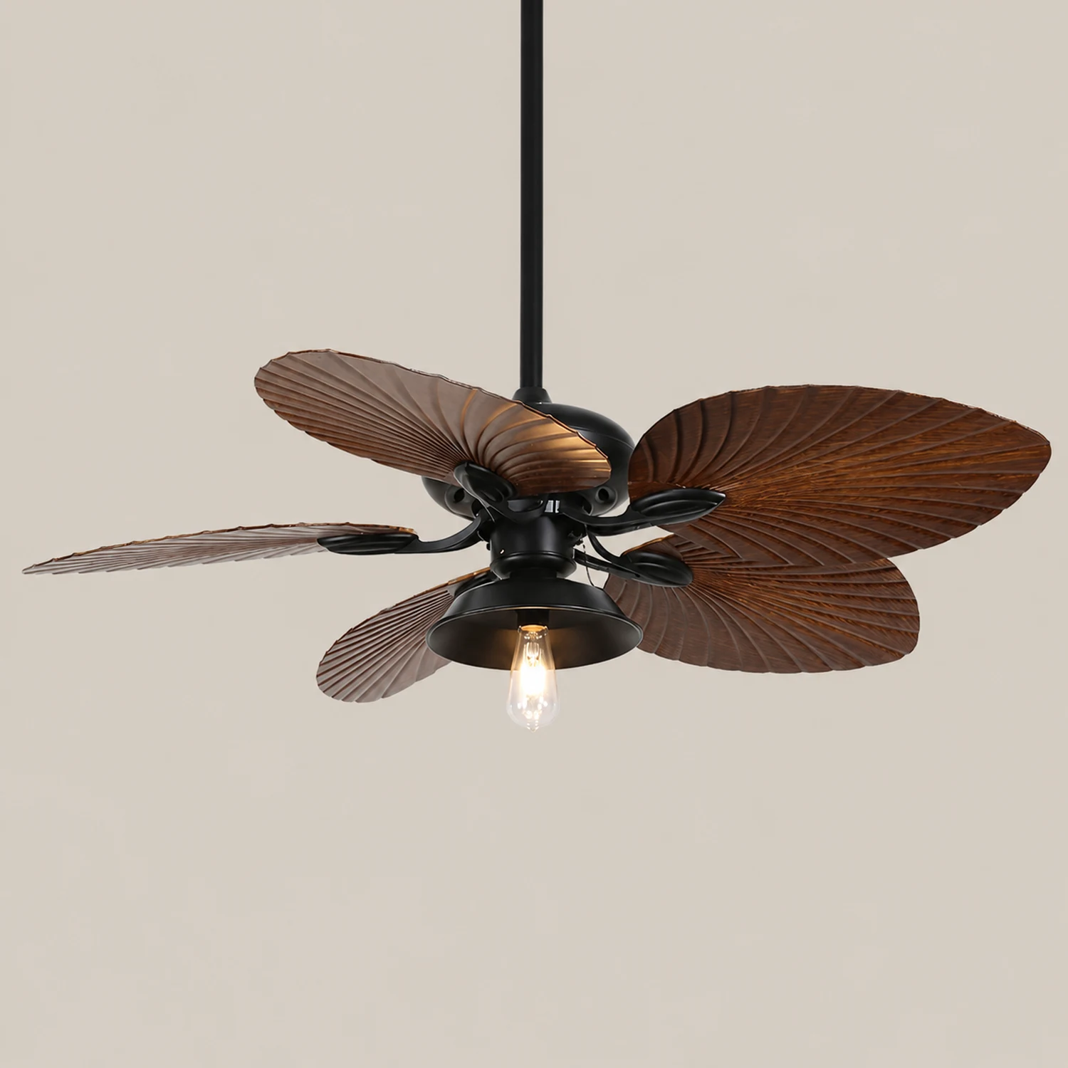 Ross 5-Blatt-Deckenventilator mit Beleuchtung/ w Laterne, 1/3/5 -flammig, ∅132CM - Lumpaz