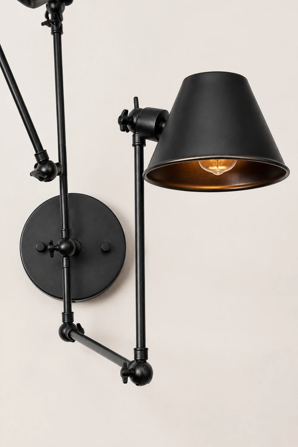 Brady Verstellbare schwarze Wandleuchte, 2/3 flammig, 10CM Lang - Lumpaz
