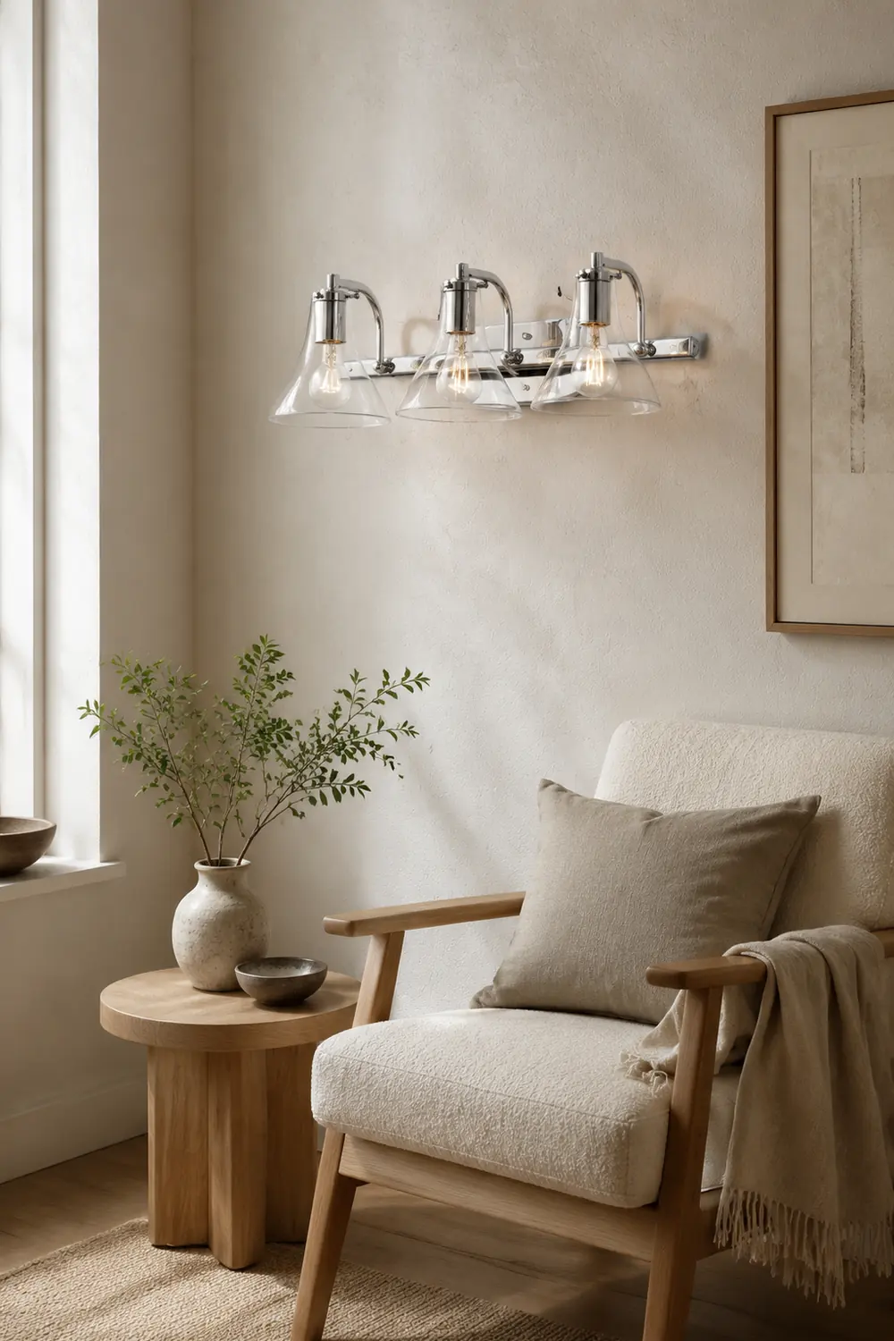 Eyrn Chrom Spiegelfront Waschtisch-Wandleuchte, 3/4-flammig, 52/70CM Lang - Lumpaz