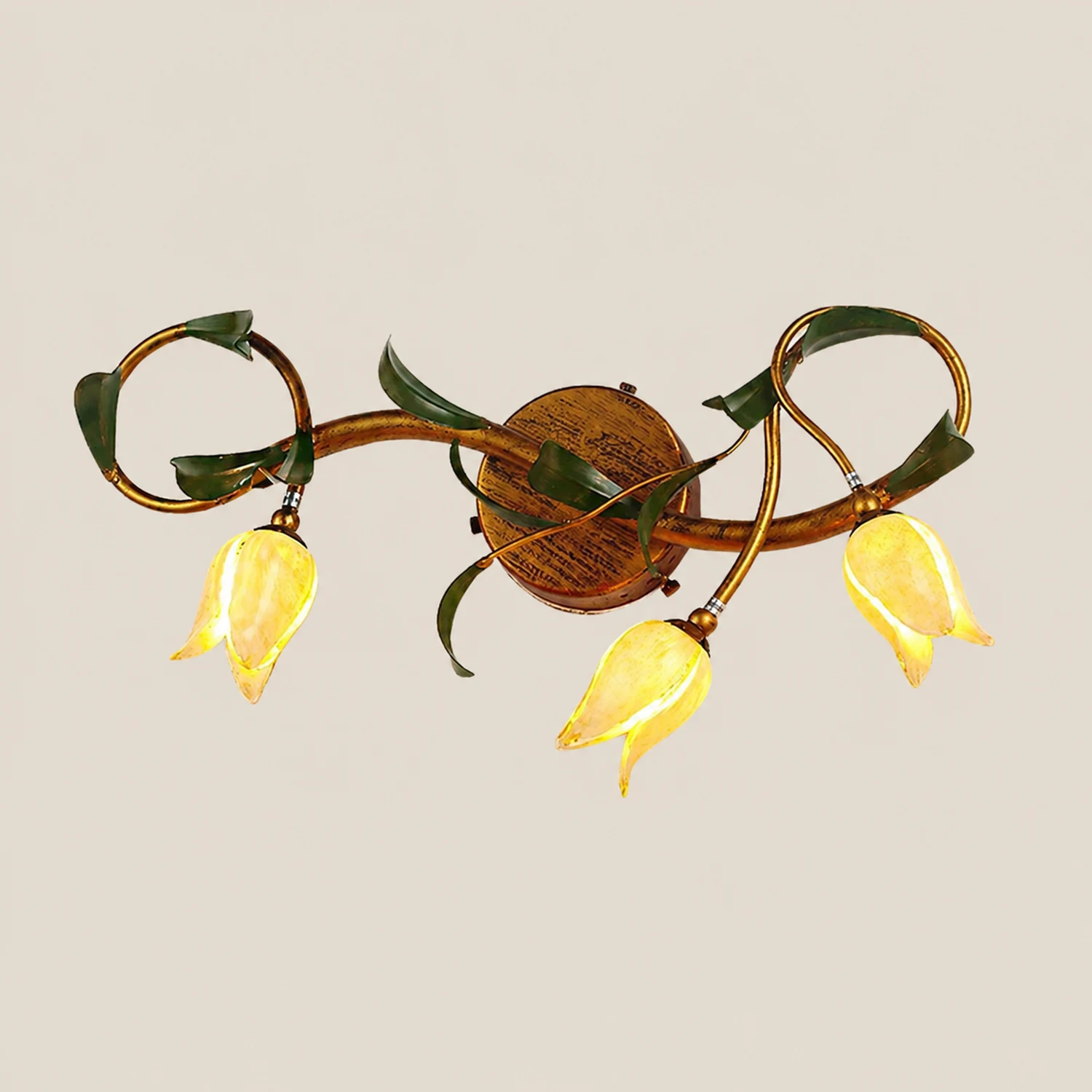 Félicie Gelbe Blume Spiegel Front Bell Shade Vanity Wandleuchte, 3/5-flammig - Lumpaz