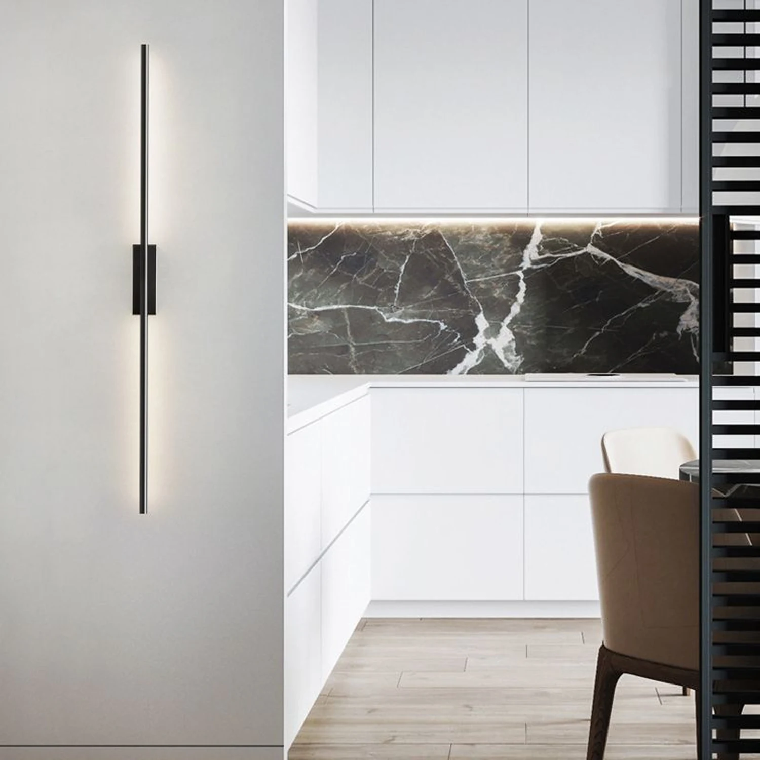 Edge Lineare Spiegelfront Waschtisch-Wandleuchte, 2 Farben & Stile, 61/80/100/120CM Lang - Lumpaz