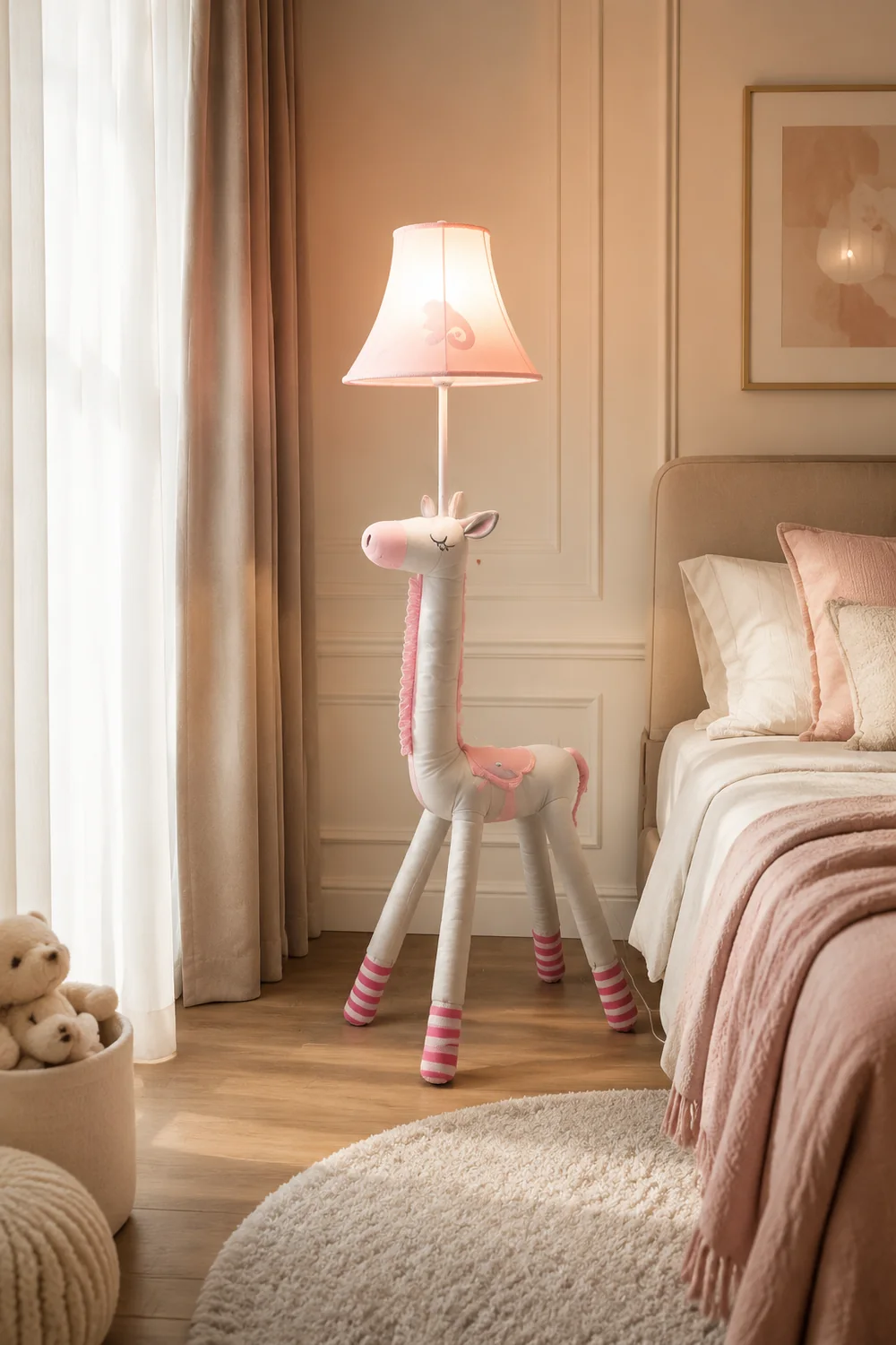Minori Plüsche Stehleuchte in Einhornform, Metall, 130CM Lang - Lumpaz