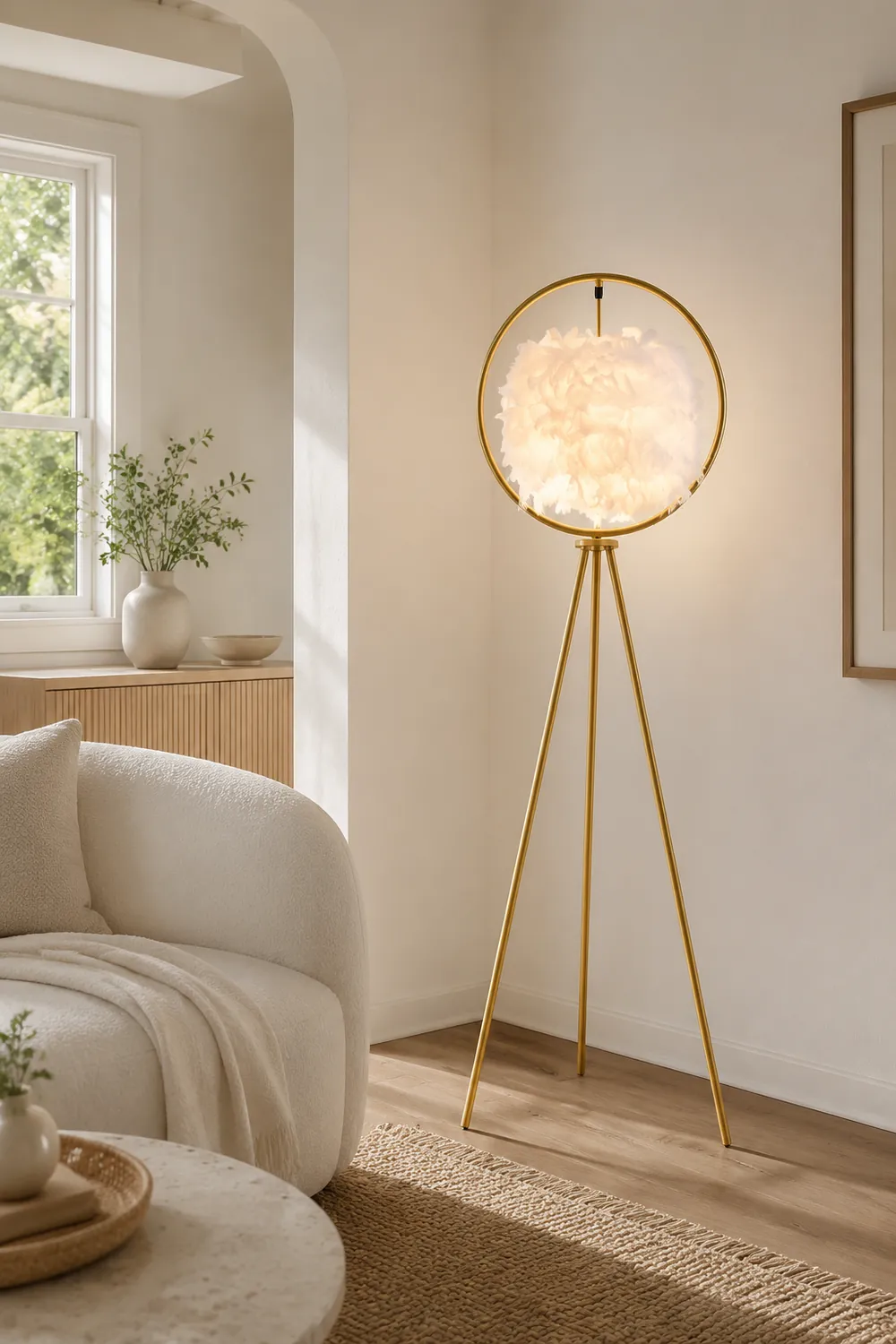 O'Moore Feder Ring Stativ Stehlampe, 2 Farben, 160CM Lang - Lumpaz