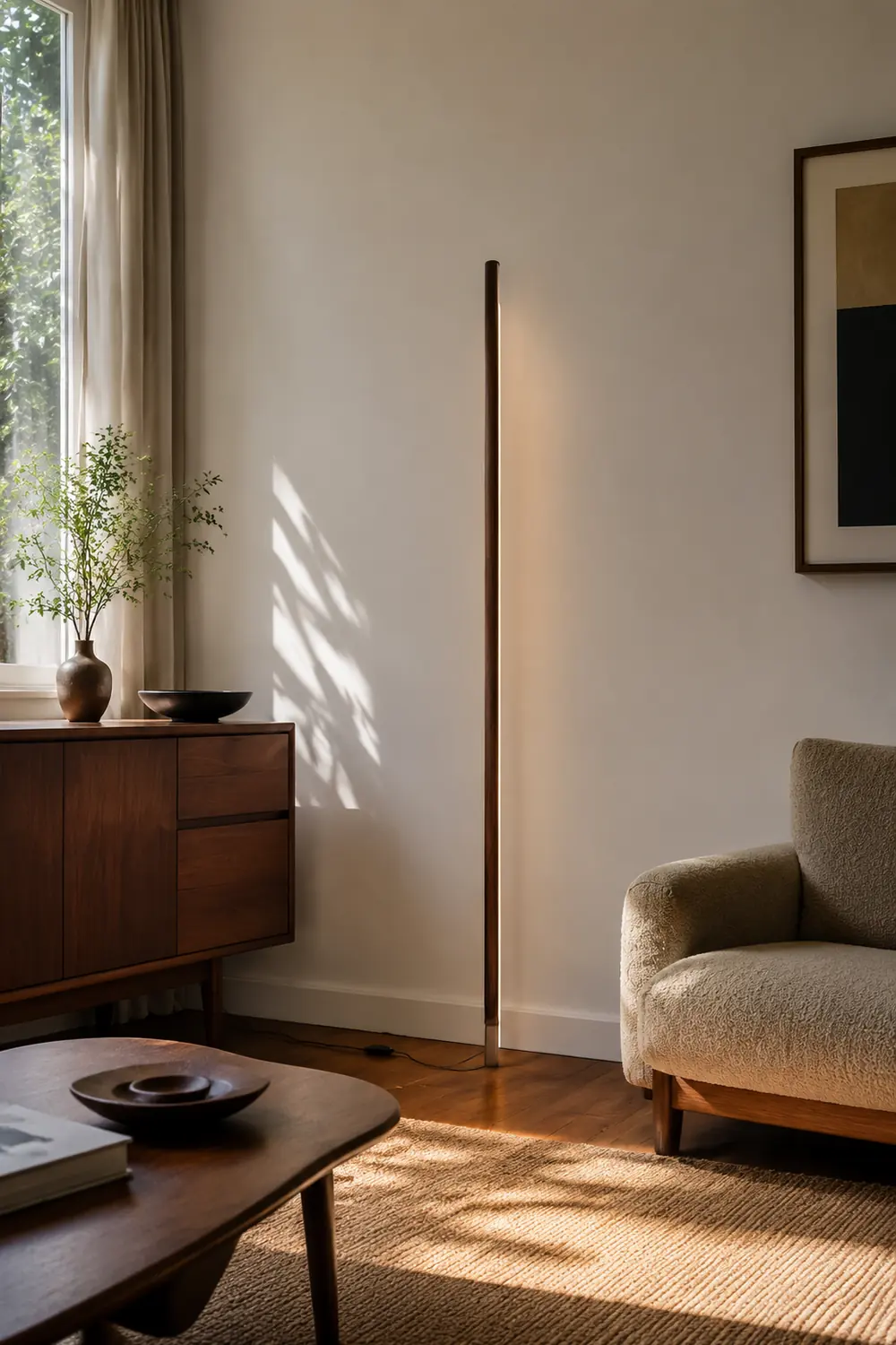 Ozawa Lineare Stehlampe, Holz & Acryl, 3 Farben, 119CM Lang - Lumpaz
