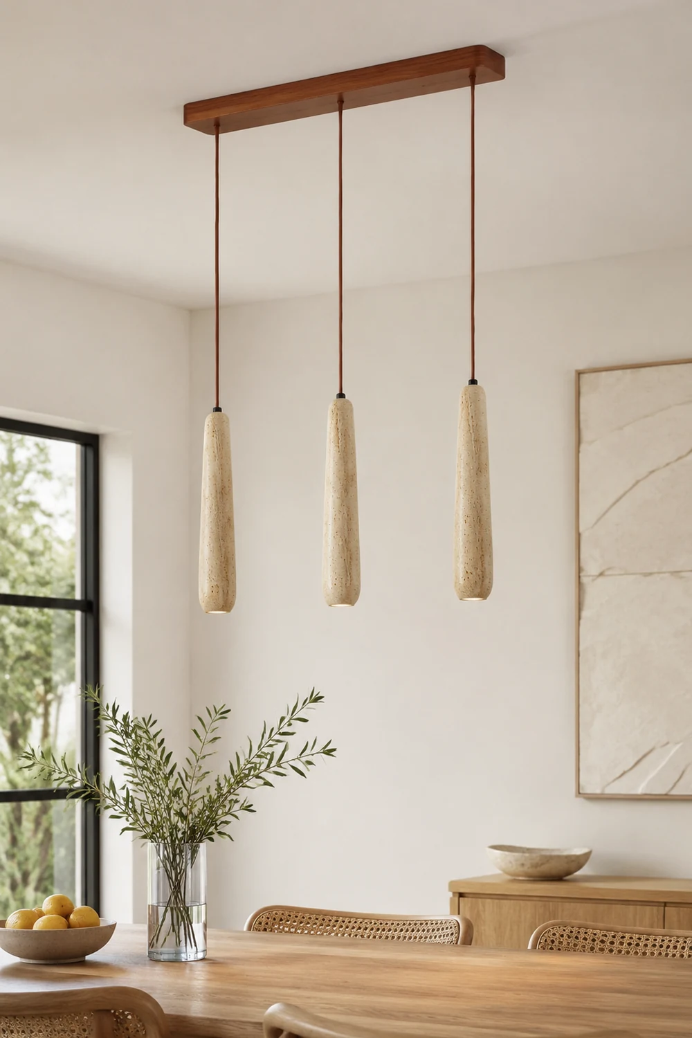 Ozawa Pendelleuchte, Cluster, Holz & Stein, 1/2/3-flammig - Lumpaz