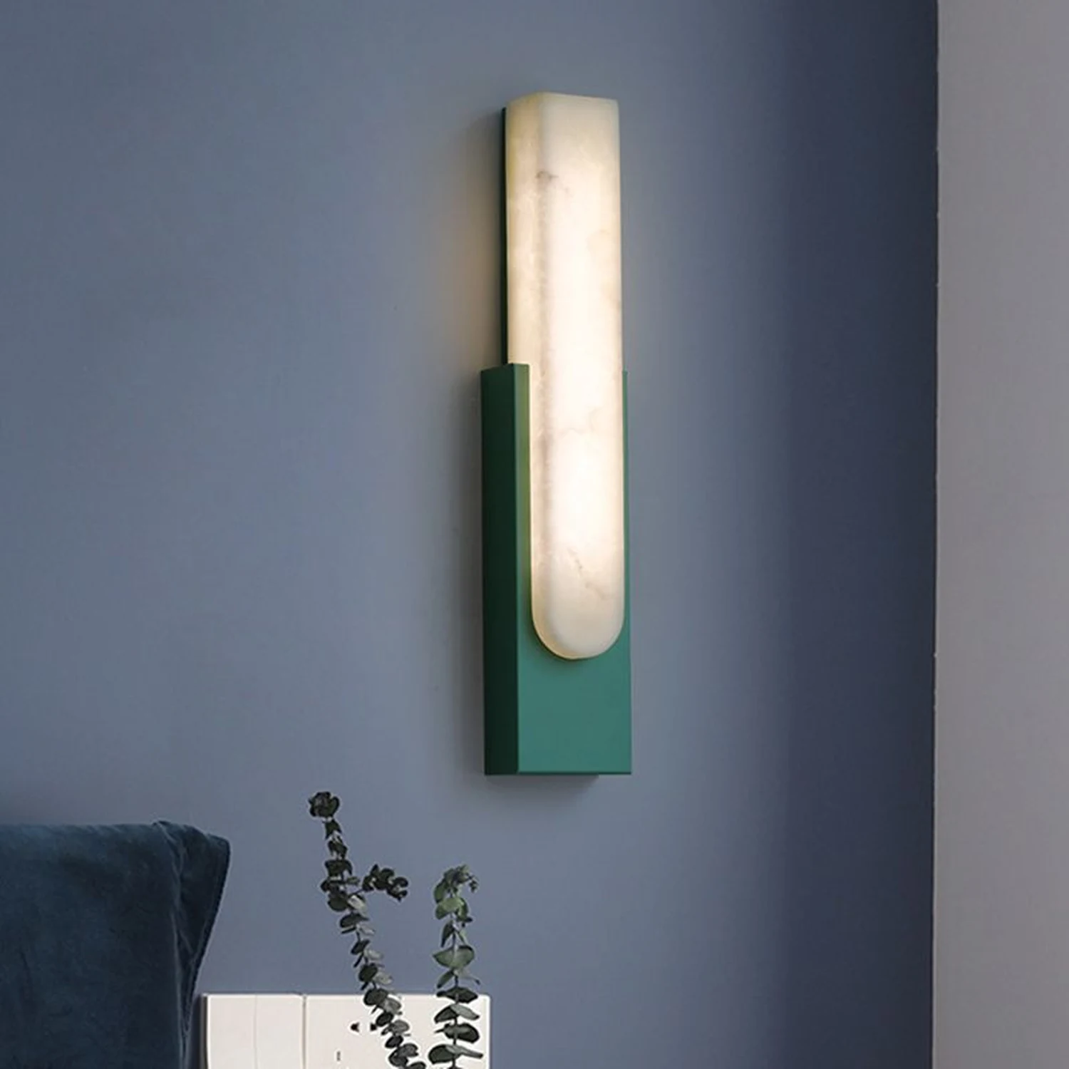 Chan Rechteckige Wandleuchte, Dolomit & Metall, 50CM Lang - Lumpaz