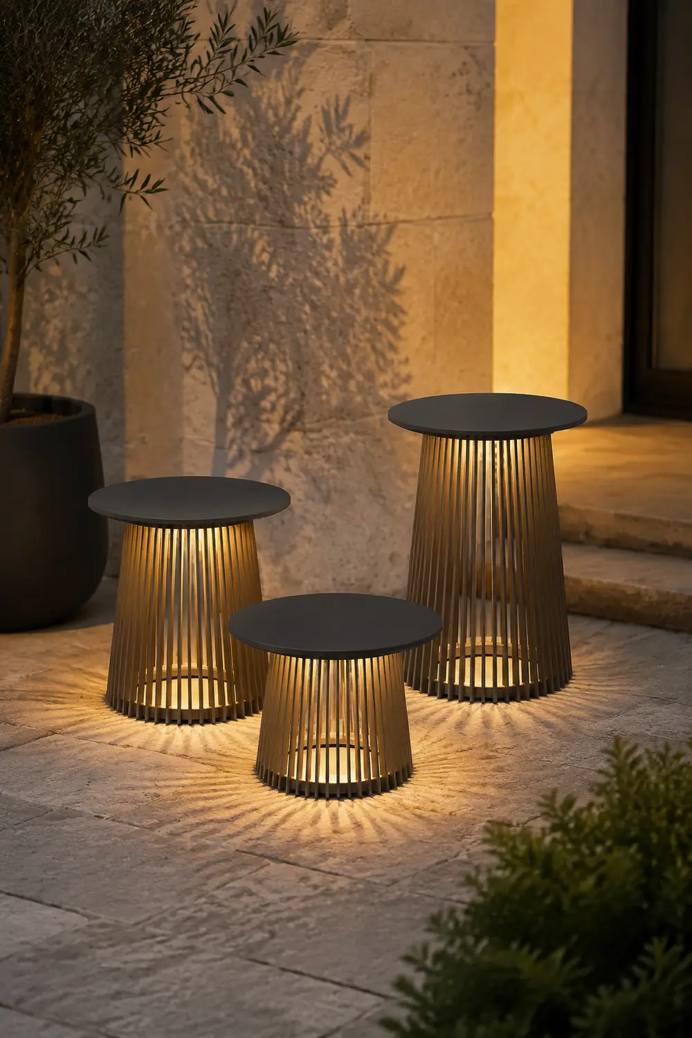 Orr Außenstehleuchte /mit Tisch, Solar, Höhe 40/50/70CM - Lumpaz