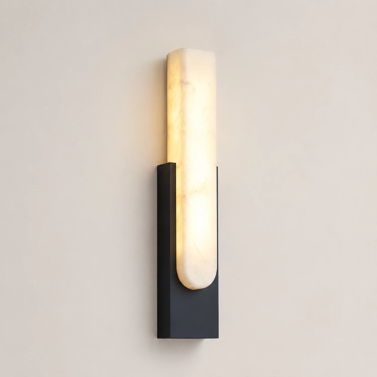 Chan Rechteckige Wandleuchte, Dolomit & Metall, 50CM Lang - Lumpaz