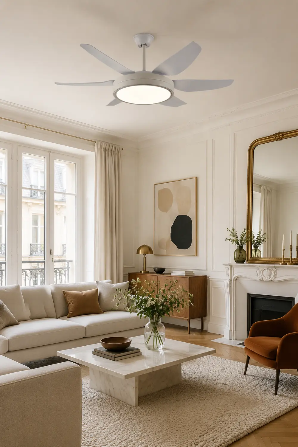 Haydn Weißer 6-Blatt-Deckenventilator mit Beleuchtung Grundlegend , ∅130CM - Lumpaz