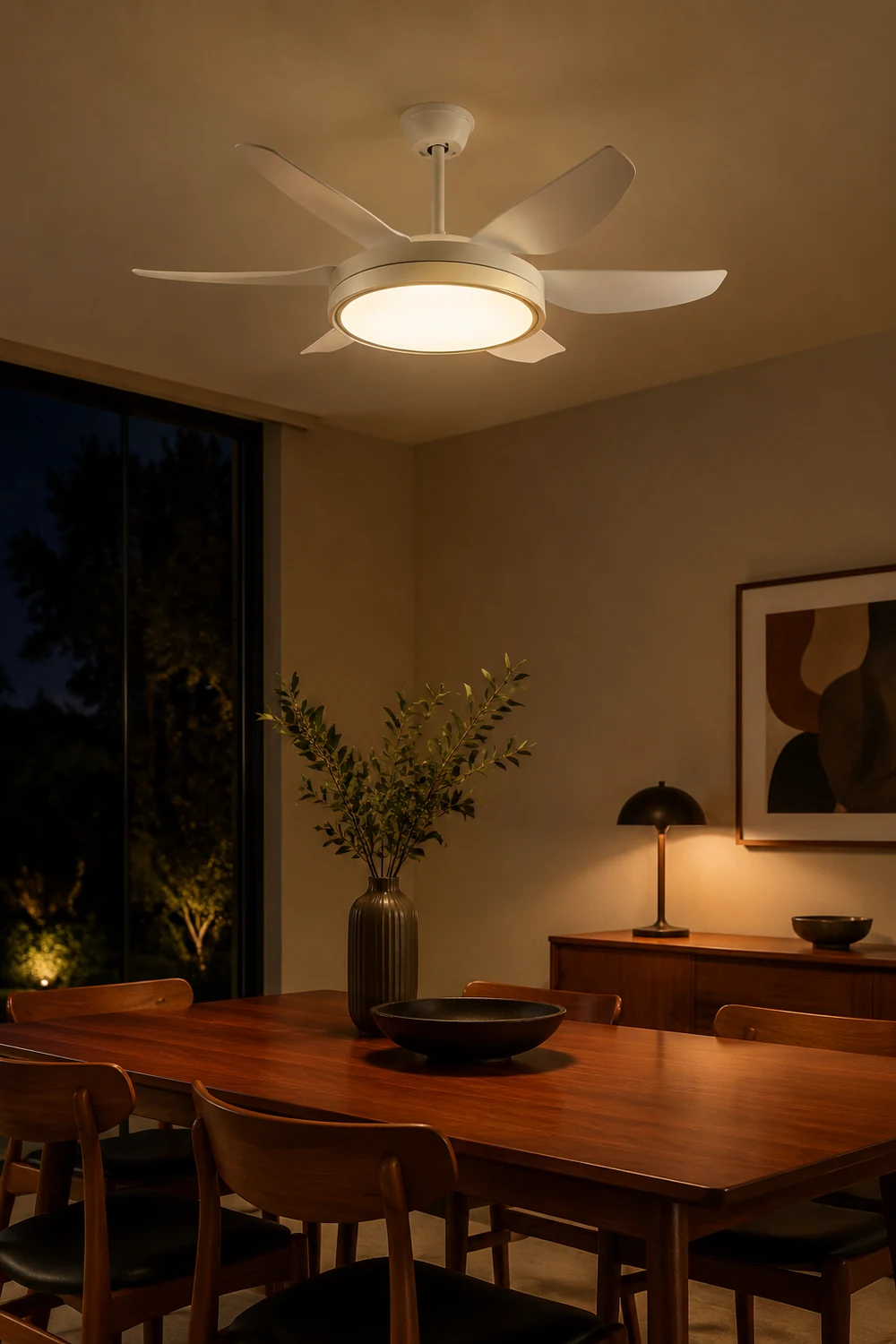 Haydn Weißer 6-Blatt-Deckenventilator mit Beleuchtung Grundlegend , ∅130CM - Lumpaz