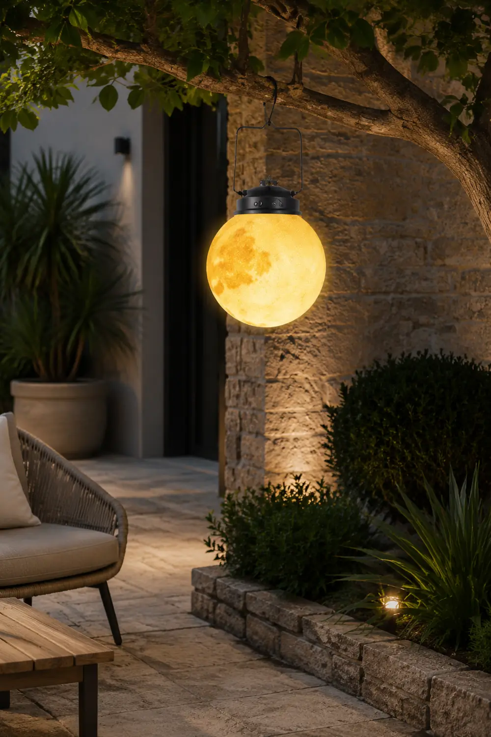Elif Außenpendelleuchte Mond, Solar, ∅15/25/30/50/60CM - Lumpaz