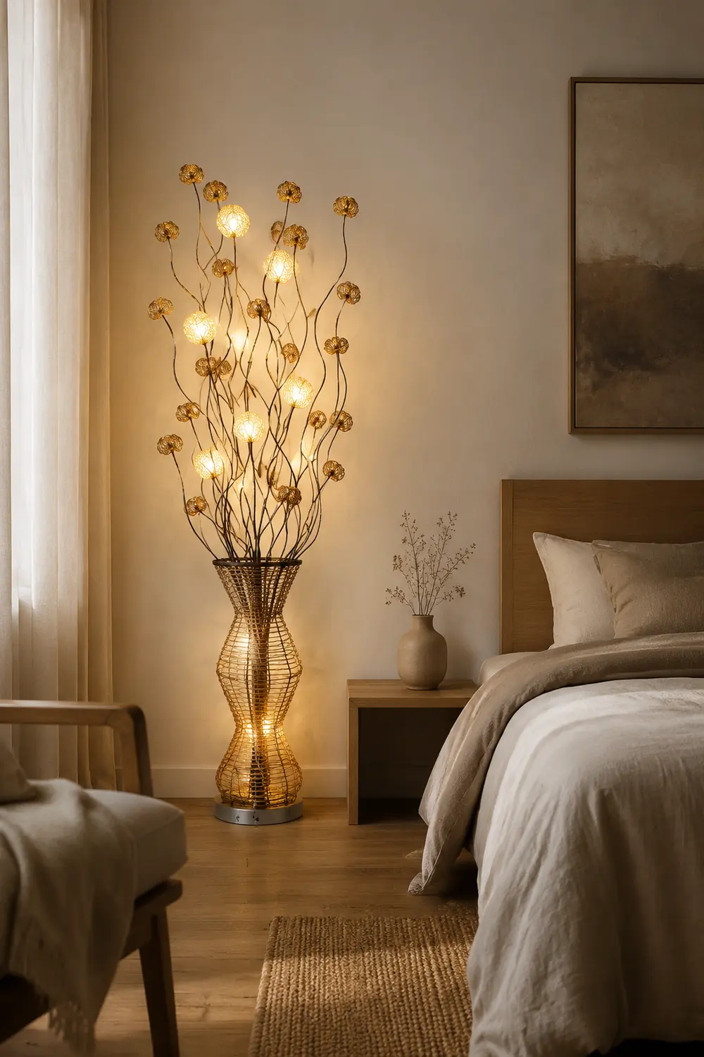 Bella Blumenvase Goldene Stehlampe, 160CM Lang - Lumpaz