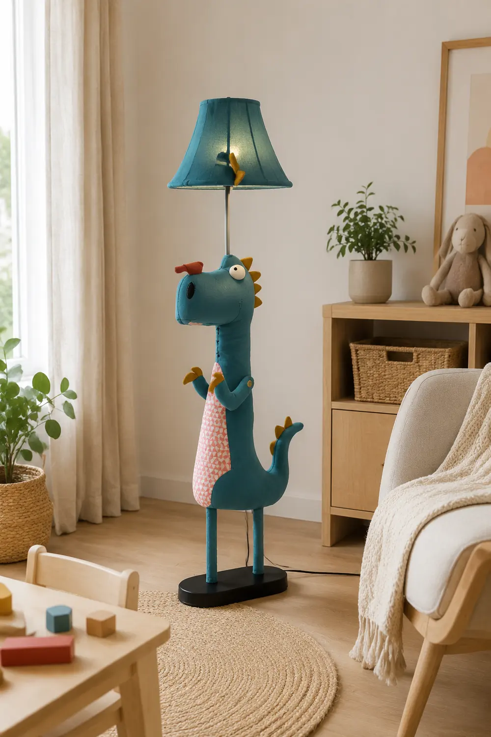Minori Stehleuchte in Blaue Dinosaurier-Form, Metall, 130CM Lang - Lumpaz