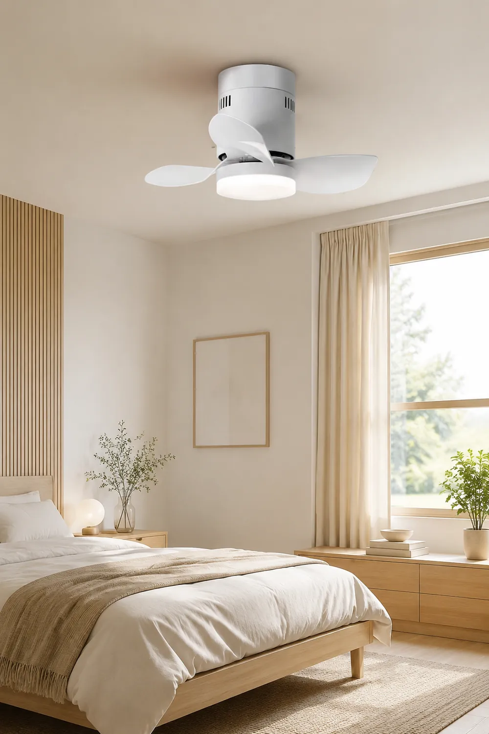 Walters 3-Blatt Weiße Deckenventilator mit Beleuchtung, 2 Farben, ∅60CM - Lumpaz