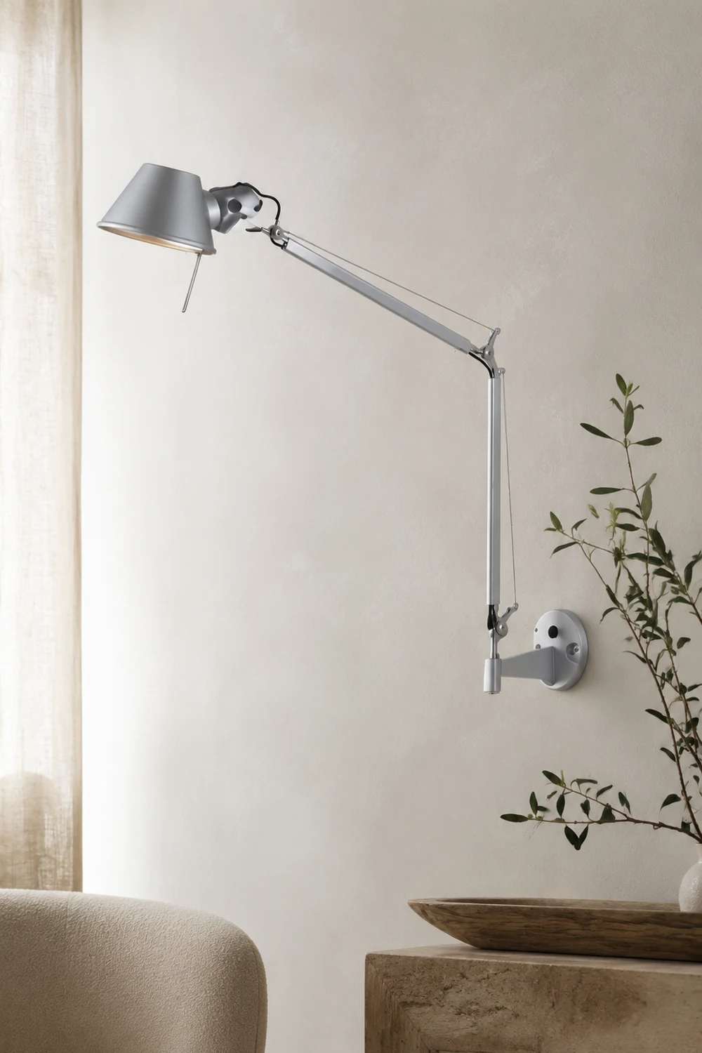Brady Silber Verstellbare Wandleuchte, Metall, 50CM Lang - Lumpaz