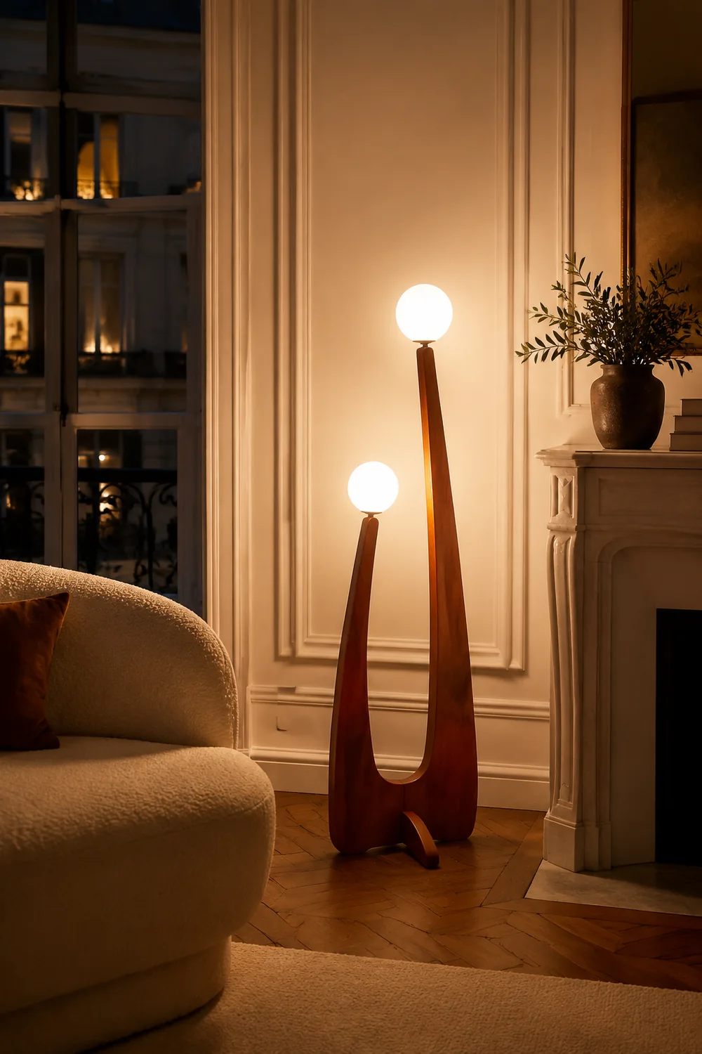 Avi Stehleuchte, Holz & Glas, 2-flammig - Lumpaz
