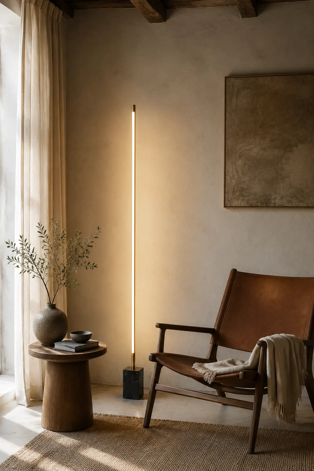 Edge Lineare Stehlampe, Metall & Marmor, 2 Farben, 165CM Lang - Lumpaz