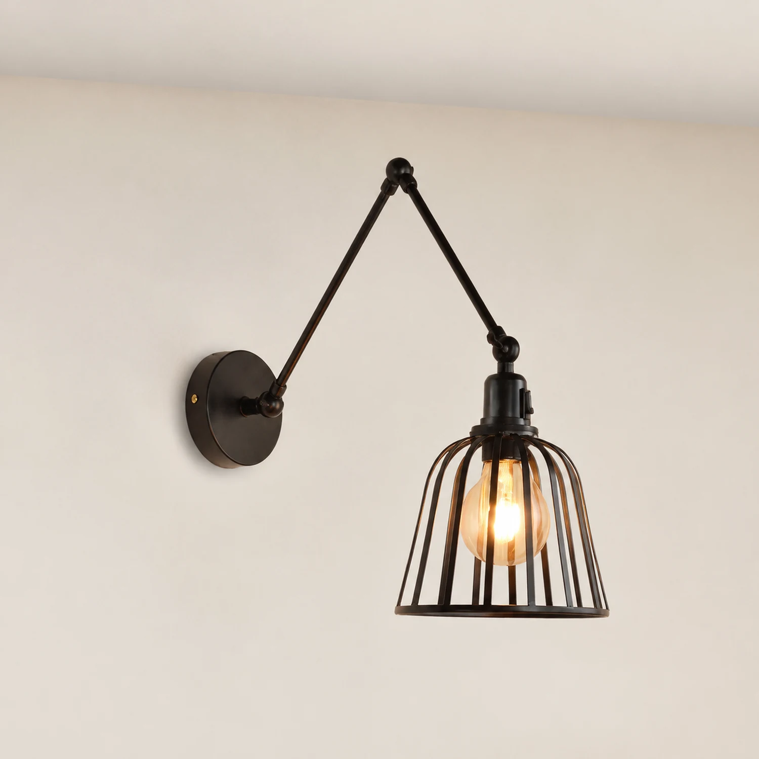 Alessio Metallische verstellbare Wandleuchte, Metall & Holz - Lumpaz