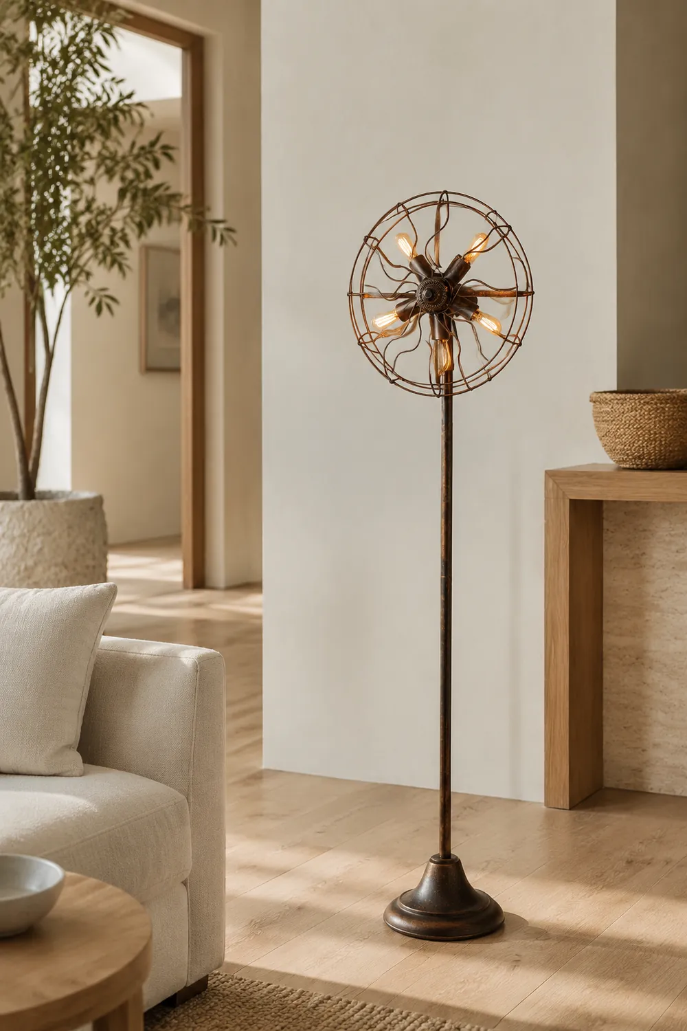 Alessio Ventilator-Design Braune Stehlampe, Metall, 142CM Lang - Lumpaz