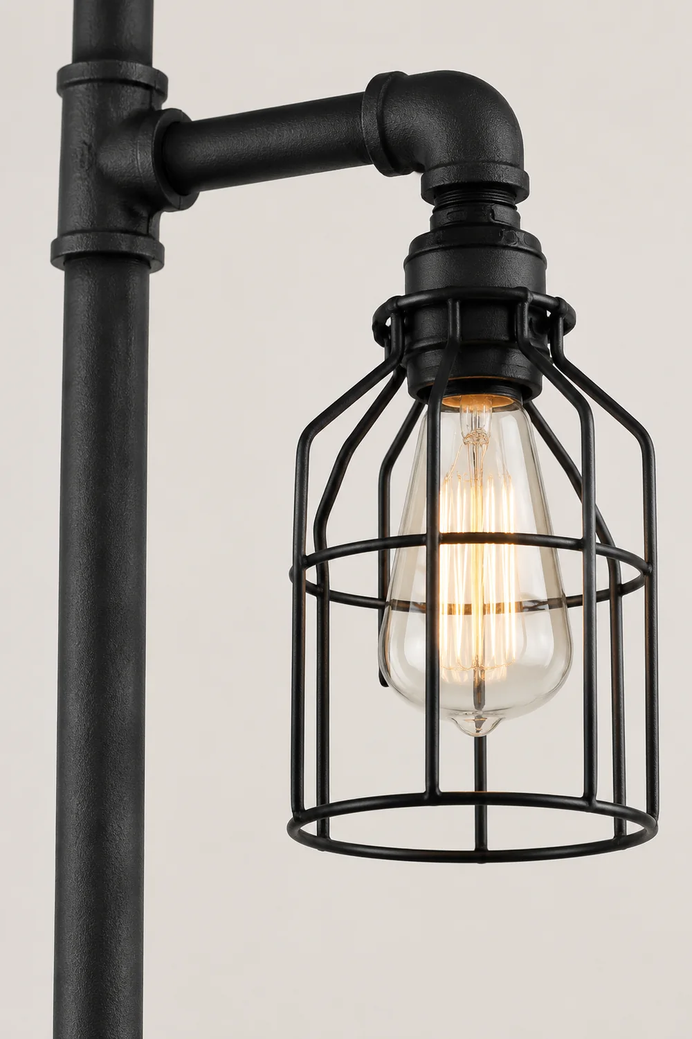 Alessio Vogelkäfige Schwarze Stehlampe, 3-flammig, 150CM Lang - Lumpaz