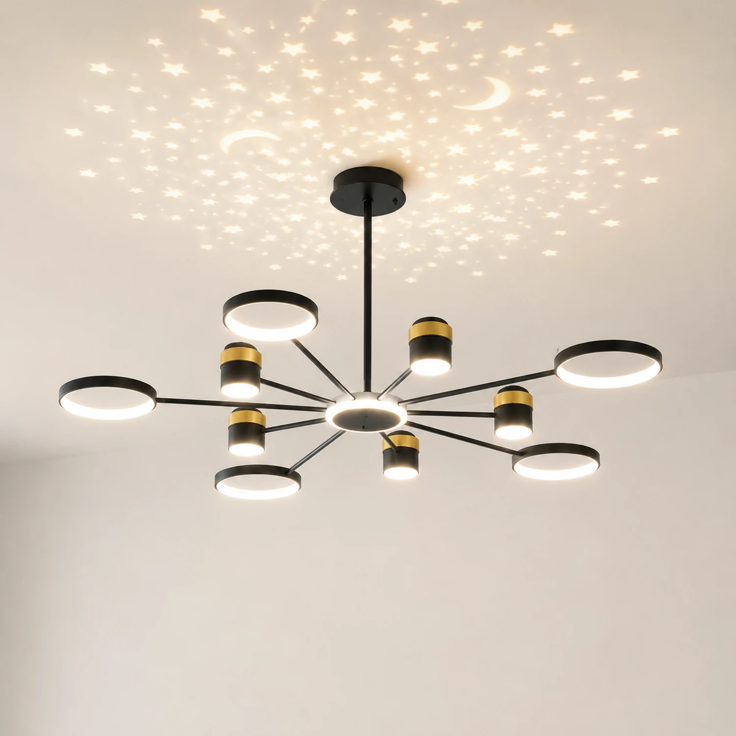 Moderner Kronleuchter Projektionslicht LED Sternenhimmel Lampe für Flur Schlafzimmer Wohnzimmer - Lumpaz