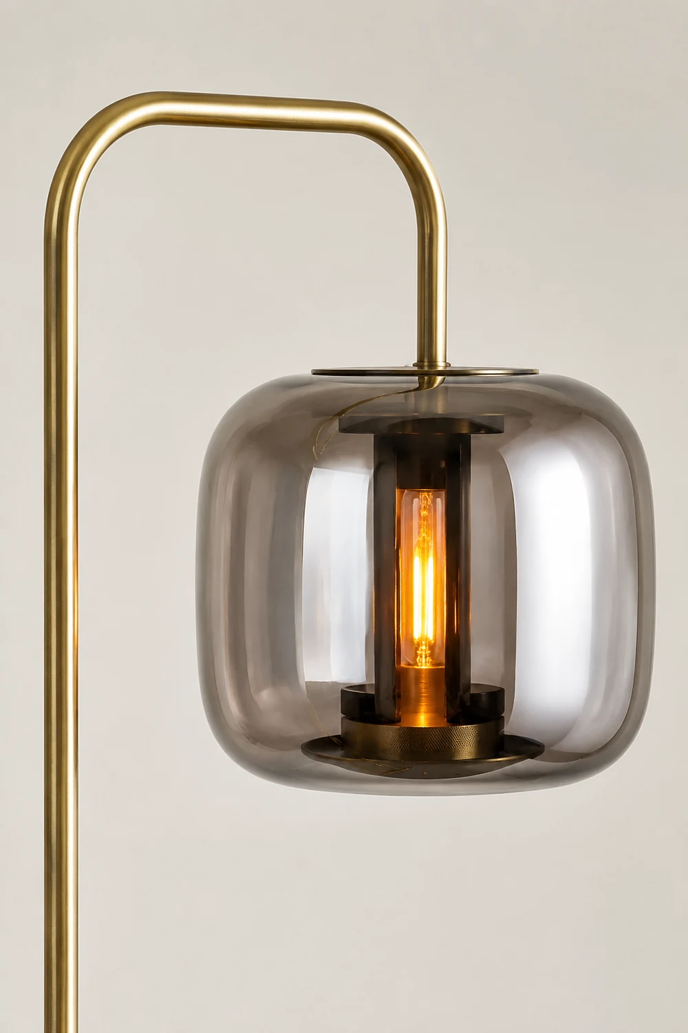 Hailie Rauchgrau Stehlampe, Metall & Glas, 160CM Lang - Lumpaz