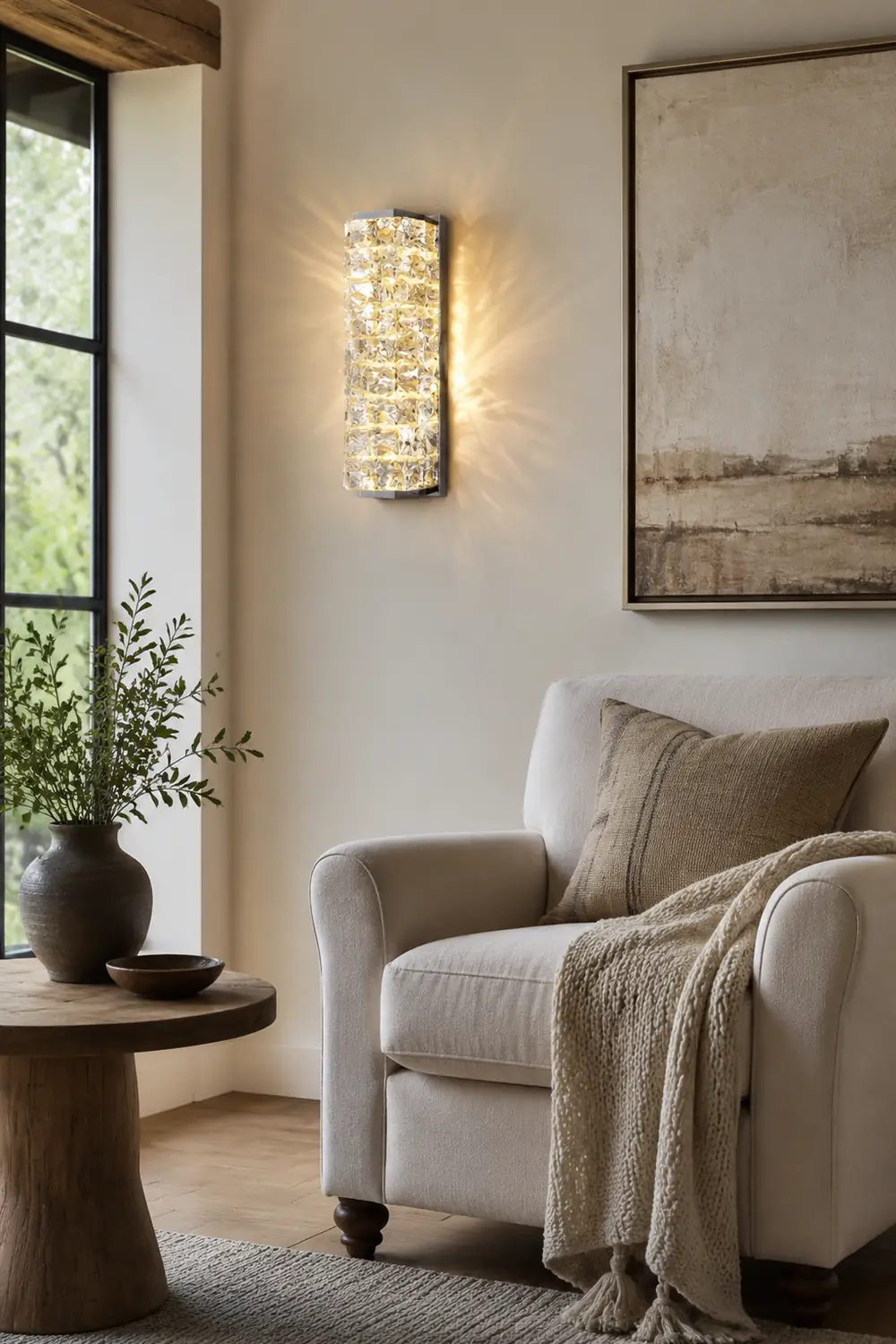 Kristy Spiegelfront Waschtisch-Wandleuchte, Kristall und Metall, 25/47/60CM Lang - Lumpaz