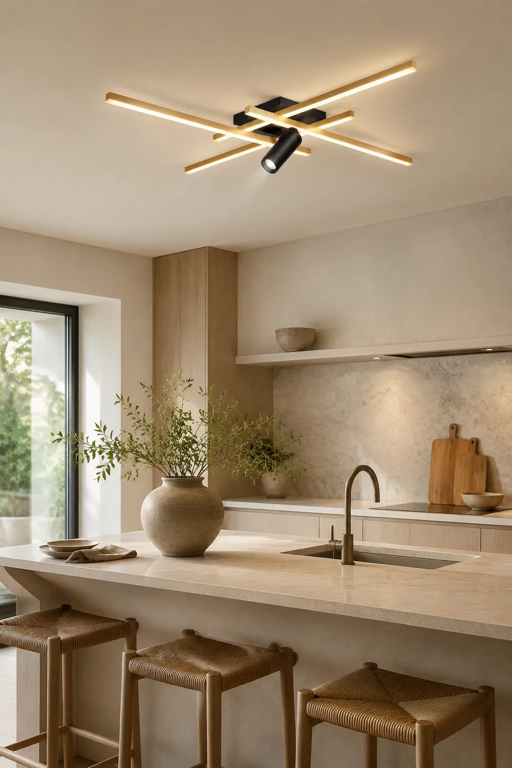 Edge Kunst Dimmbar Deckenleuchte Geometrisch Metall LED für Wohnzimmer,70CM/95CM Lang - Lumpaz