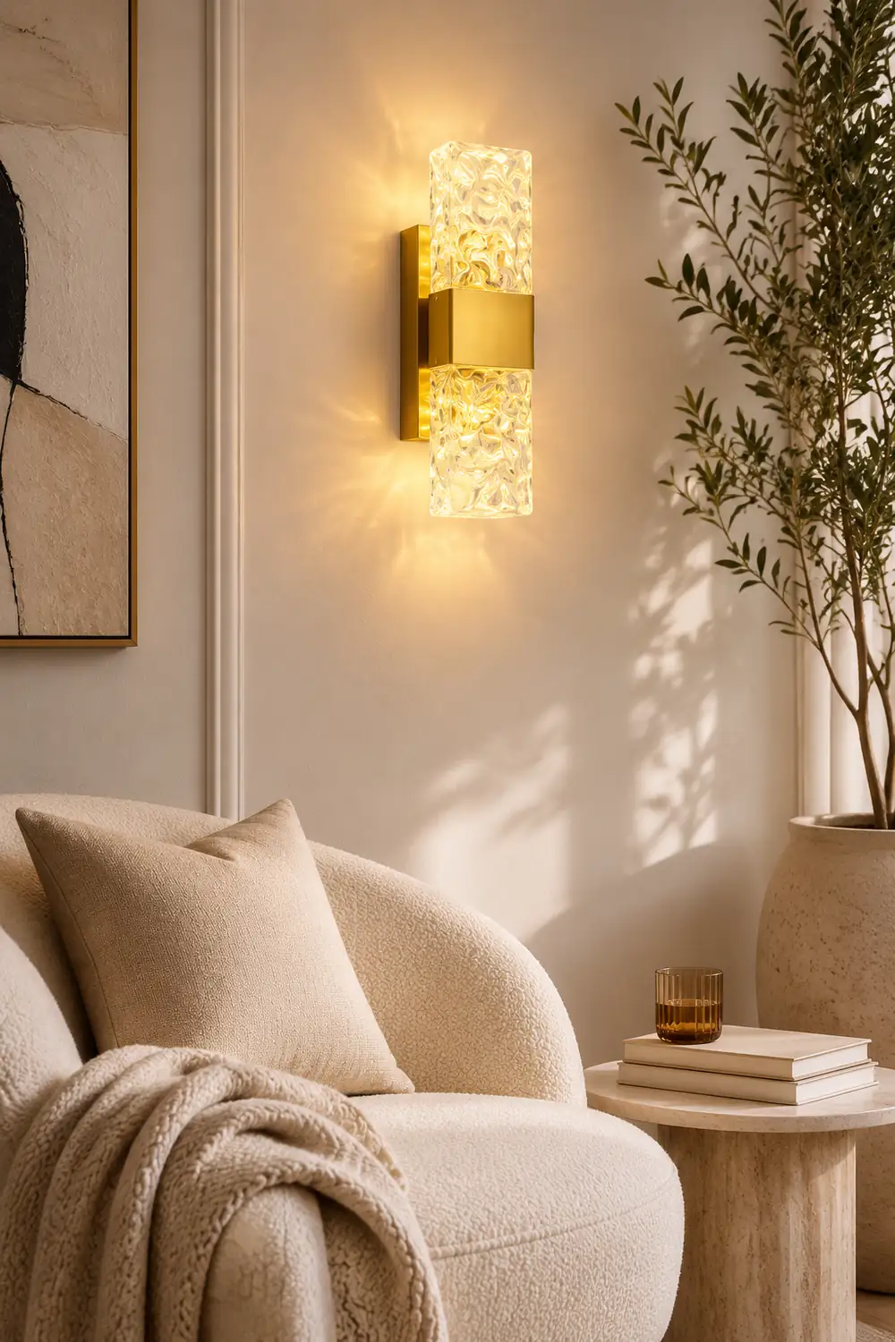 Chan Water Maserung Glas Luxus Licht Dekorativ Wandleuchte für Wohnzimmer, Höhe 30 CM - Lumpaz