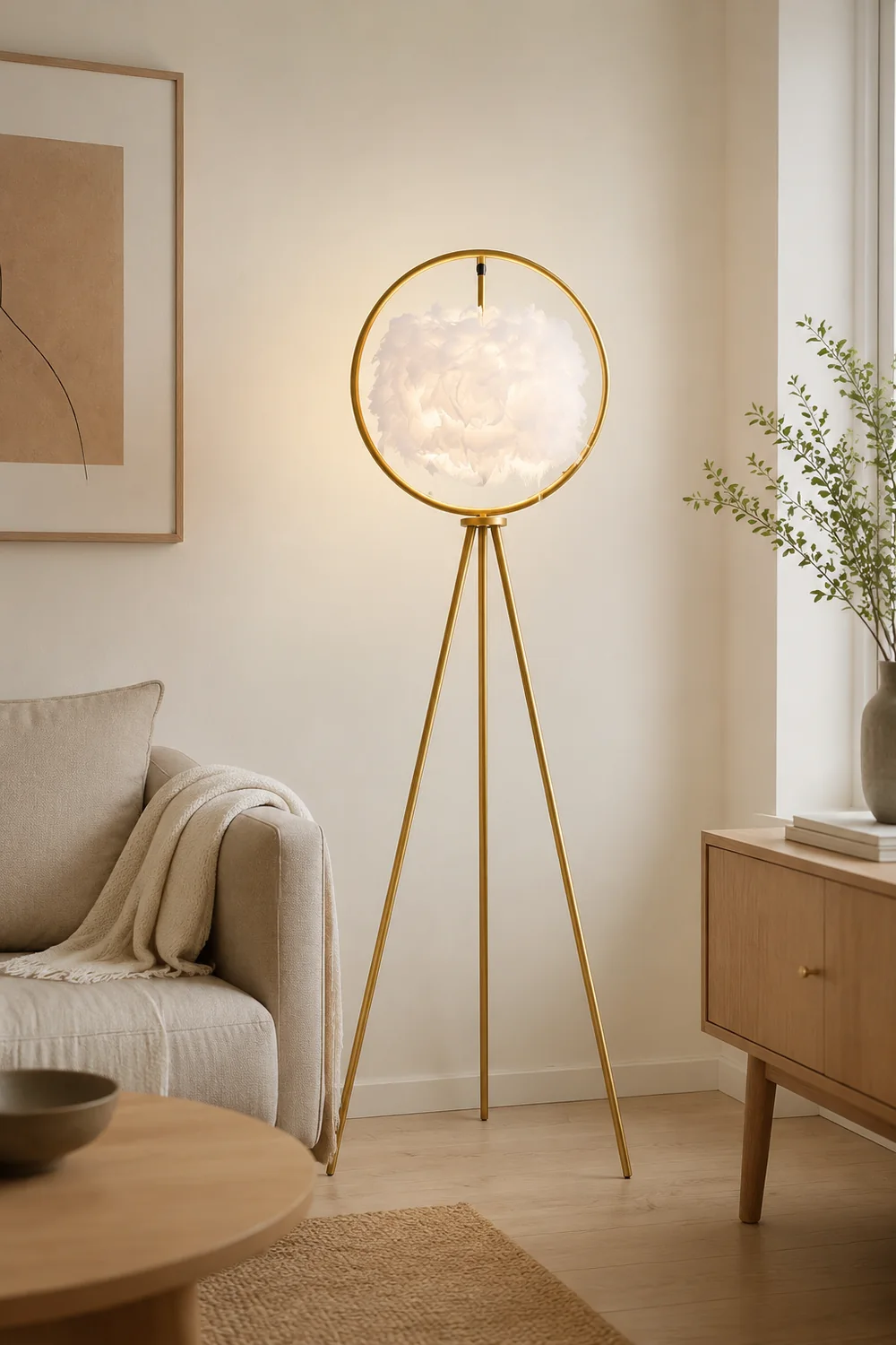 O'Moore Feder Ring Stativ Stehlampe, 2 Farben, 160CM Lang - Lumpaz