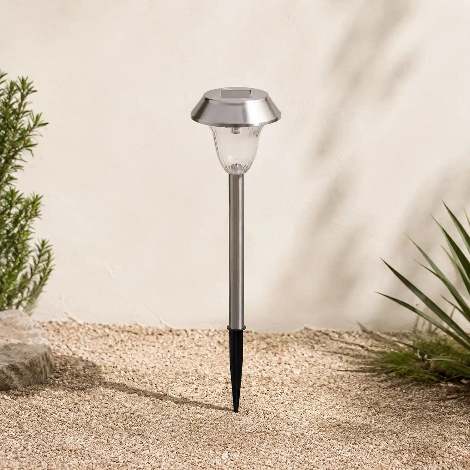 Pena Außen-Wegeleuchte Schüssel Solarenergie Silber, 40CM lang - Lumpaz
