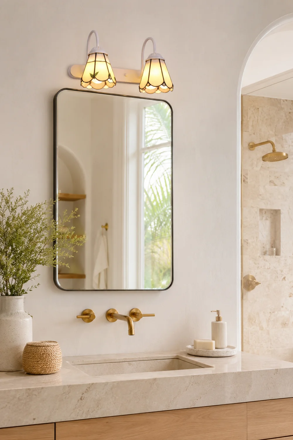 Baxter Tiffany Spiegel Front Vanity Wandleuchte, 5 Stile, 3 Farben, 33CM Lang - Lumpaz
