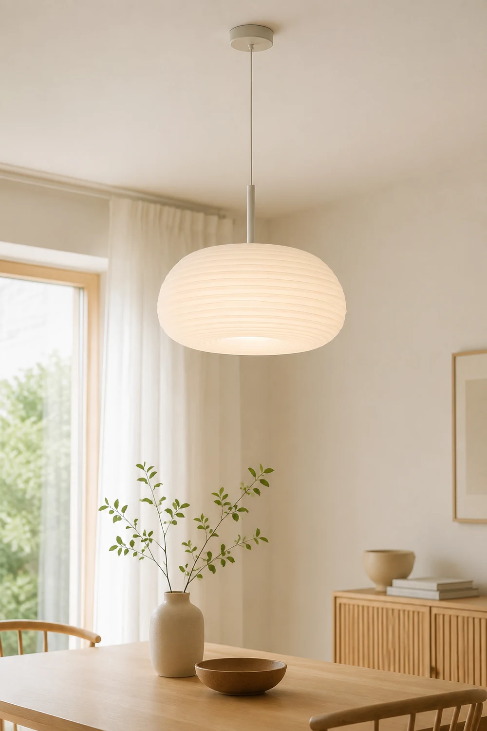 Morandi Pendelleuchte Weiß，Trommelförmig, ∅20CM/35CM/50CM - Lumpaz