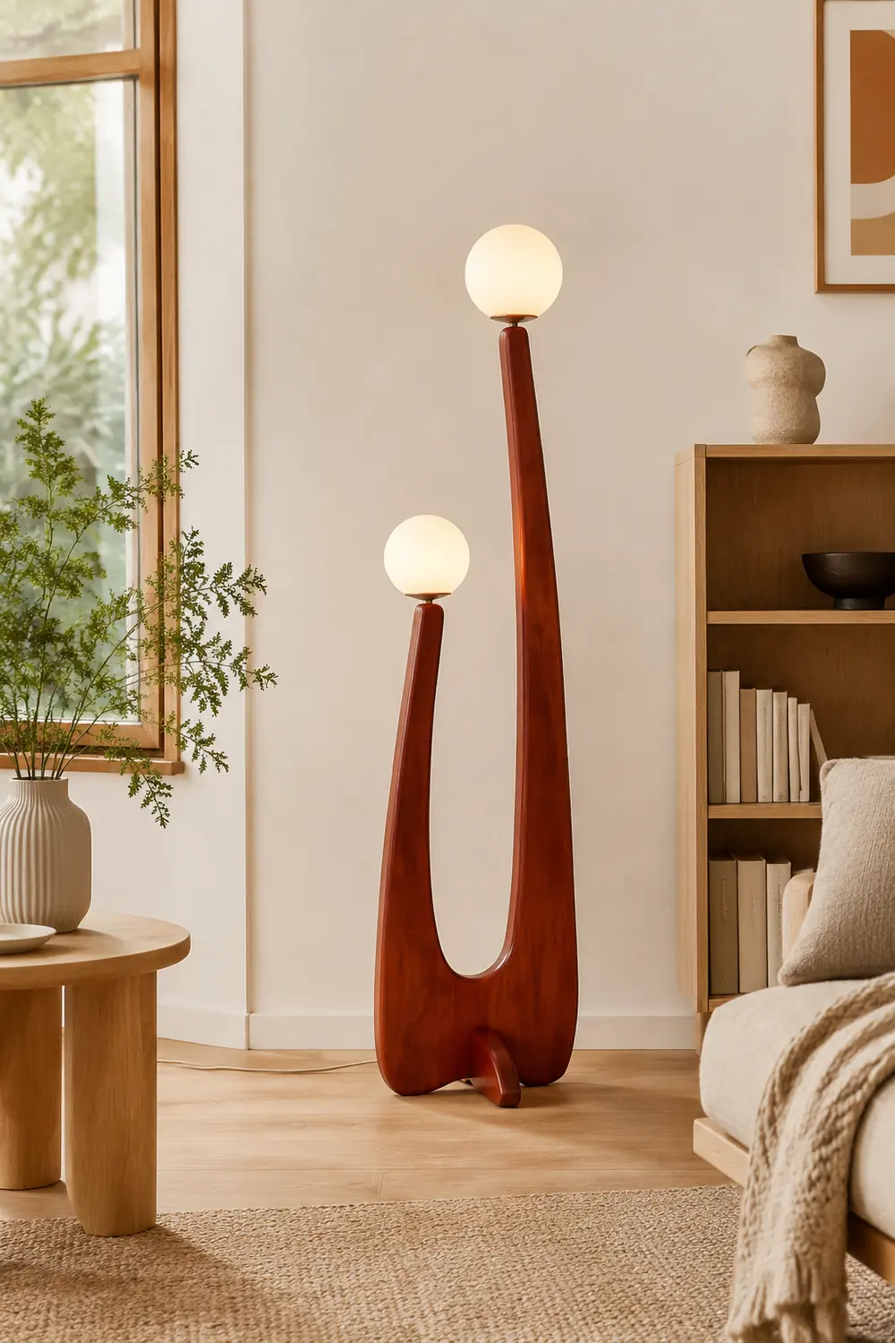 Avi Stehleuchte, Holz & Glas, 2-flammig - Lumpaz