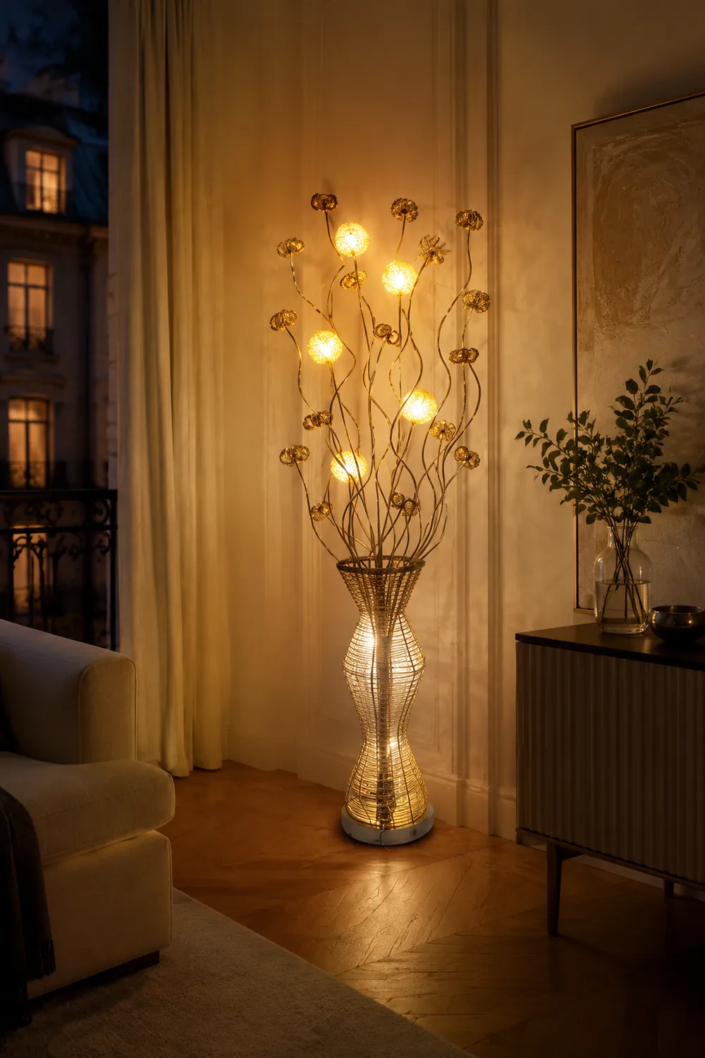 Bella Blumenvase Goldene Stehlampe, 160CM Lang - Lumpaz