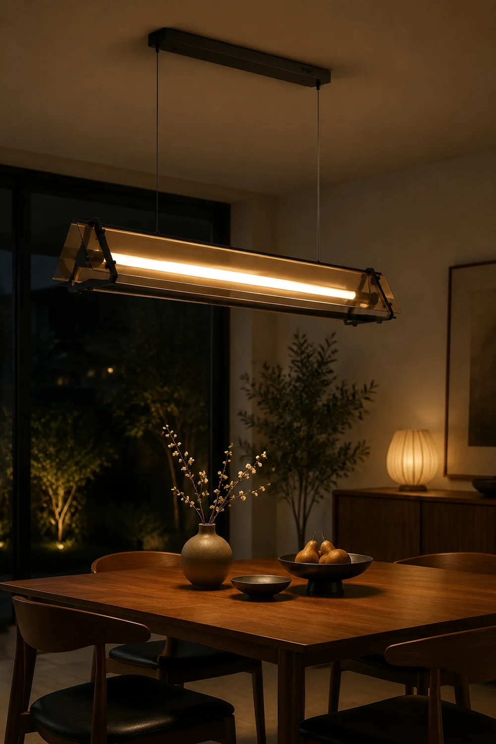 Edge Industrielle Dreieckige Pendelleuchte, Metall & Glas - Lumpaz