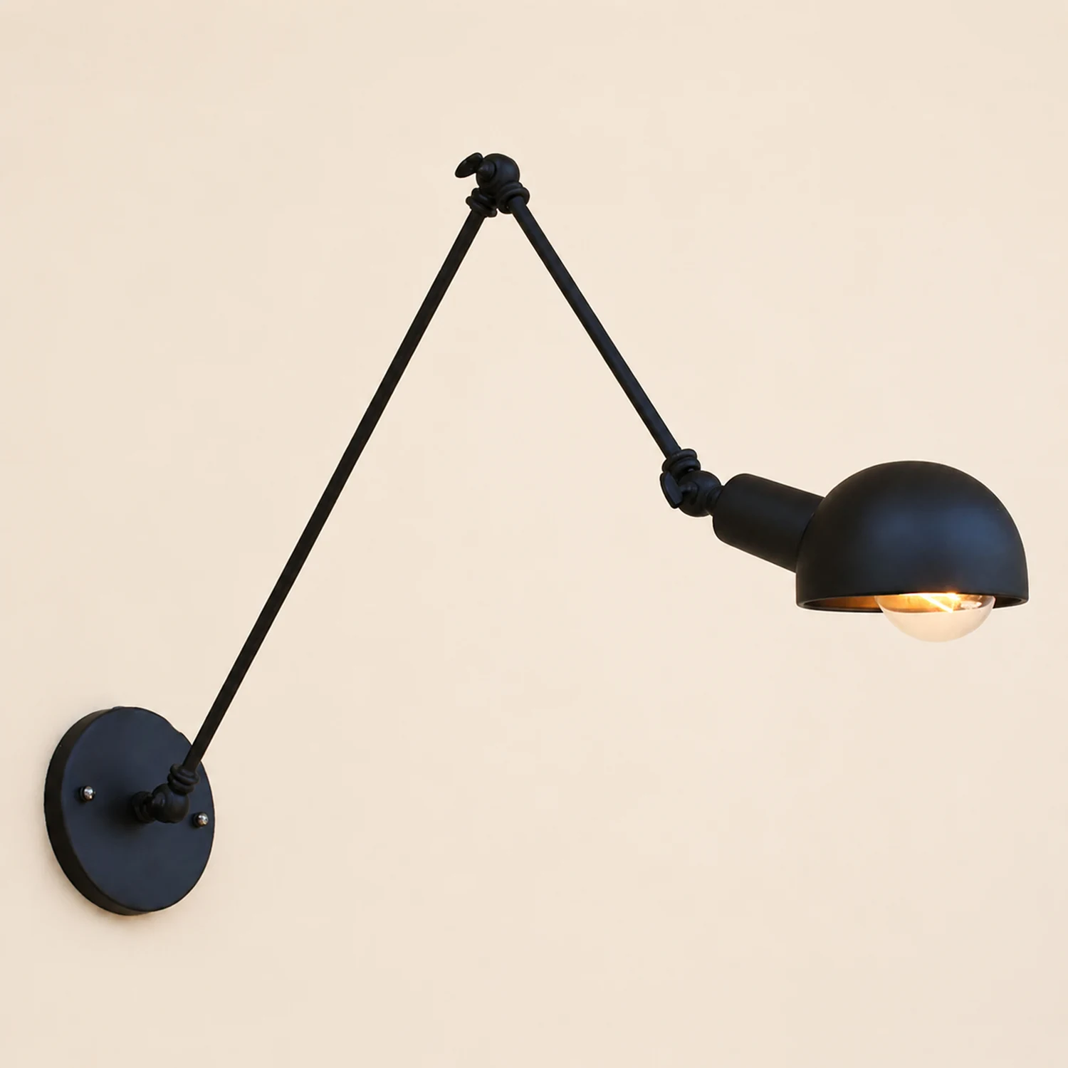 Brady Schwarze verstellbare Wandleuchte, 25/30/36/41/50CM Lang - Lumpaz