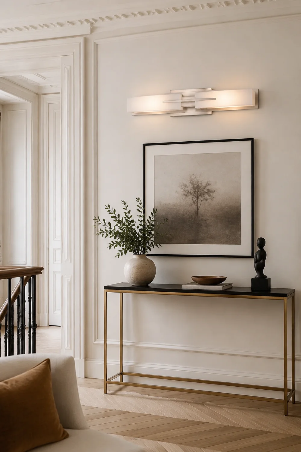 Leigh Spiegelfront Waschtisch-Wandleuchte, Nickel/Messing, 60CM Lang - Lumpaz