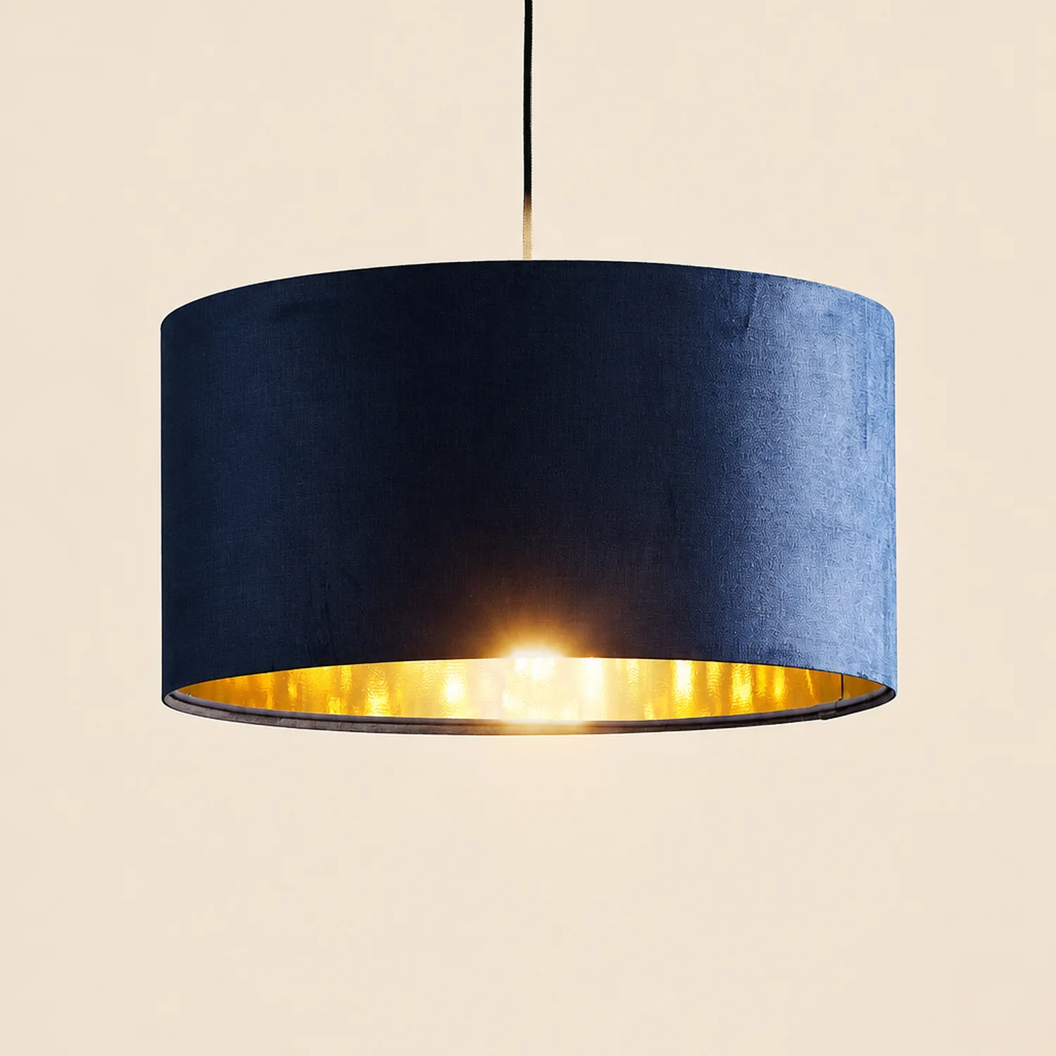 Renée Blau & Gold Pendelleuchte, Seide, ∅50CM - Lumpaz