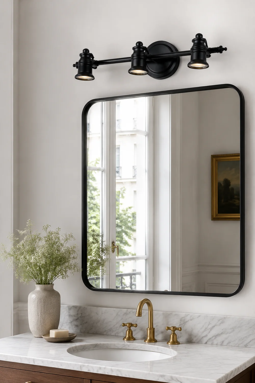 Alessio Schwarzer Spiegel Front Vanity Wandleuchte, 2/3/4-flammig - Lumpaz
