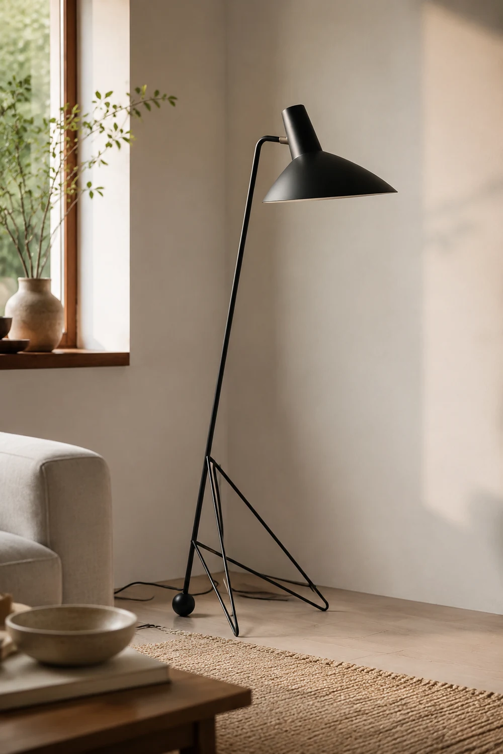 Salgado Geometrische Schwarze Stativ-Stehleuchte, 130CM Lang - Lumpaz