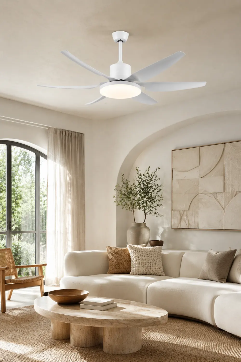 Haydn Weißer 6-Blatt-Deckenventilator mit Beleuchtung Grundlegend, ∅130CM - Lumpaz