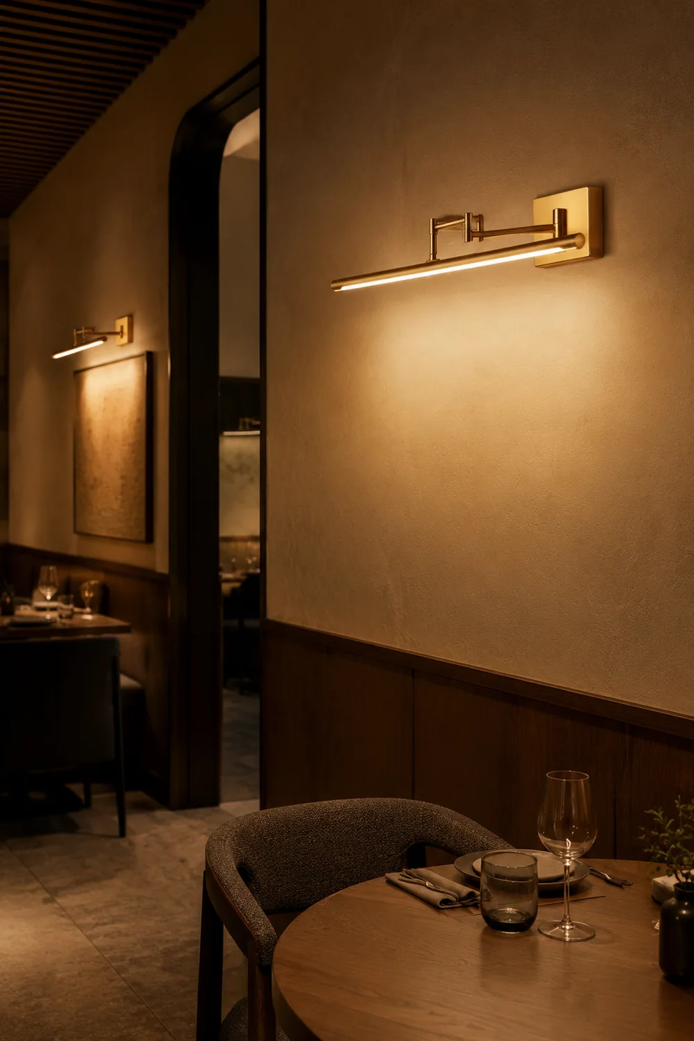 Edge Verstellbare Goldene Spiegelfront Waschtisch-Wandleuchte, Metall, 41/60/80CM Lang - Lumpaz