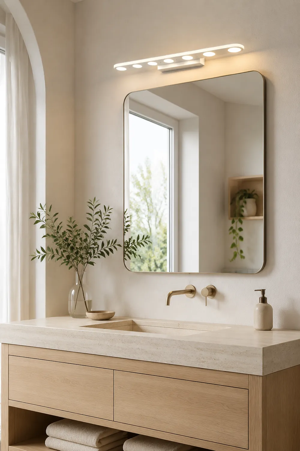 Leigh Ovale Weiße Spiegelfront Eitelkeit Wandleuchte, 41/58CM Lang - Lumpaz